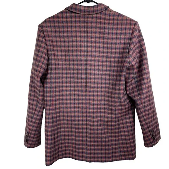 NWT SANDRO Toms Double-Breasted Checked Wool-Blend Blazer Multicolor Size 42